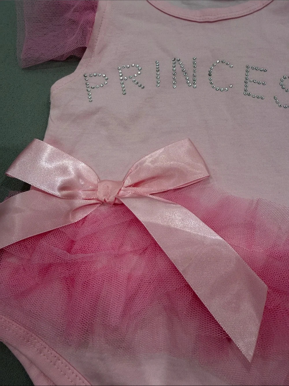 Pink Baby Tutu Bodysuit with 'PRINCESS' Rhinestones